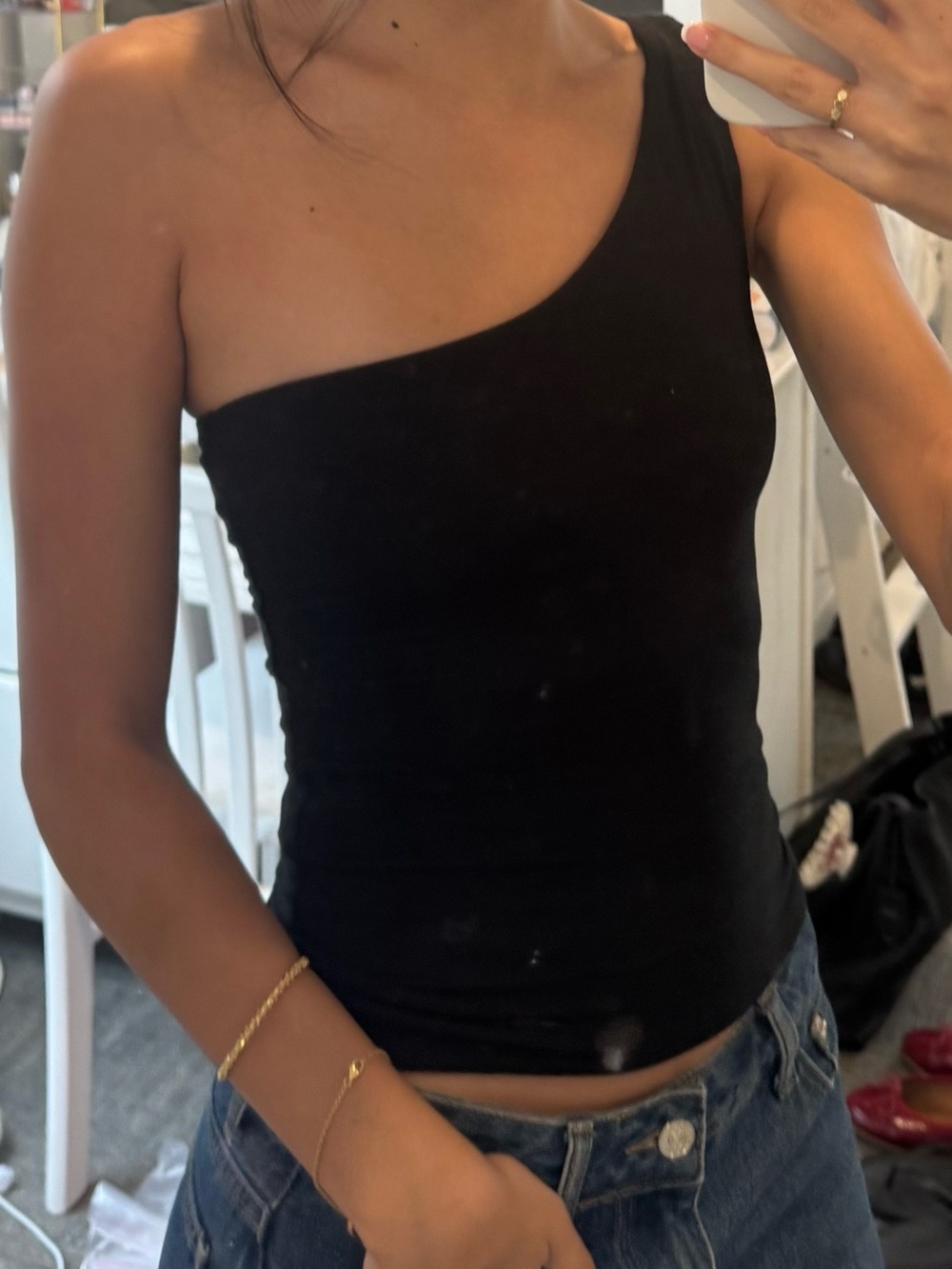 J. Crew Black One-Shoulder Tank